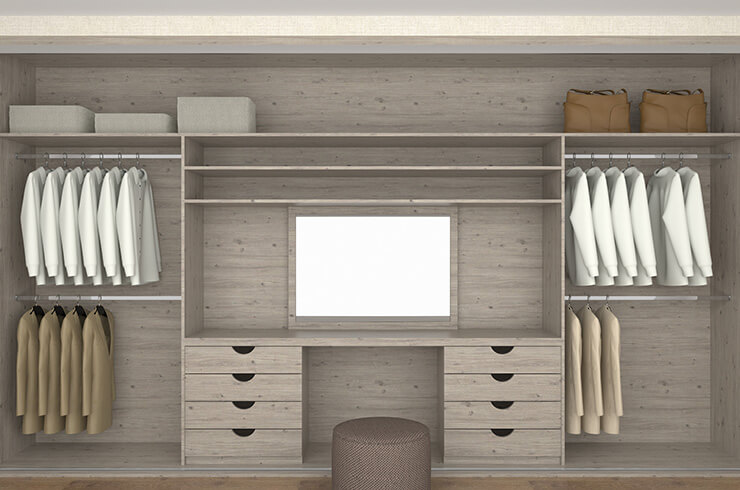 Interior Design in Satin Coastland with Central Dressing Table
